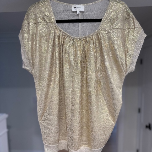 Vanessa Bruno Gold Short-Sleeve Mohair-Blend Sweater, US M/L (VB Sz 2/IT 42) - Picture 4 of 13